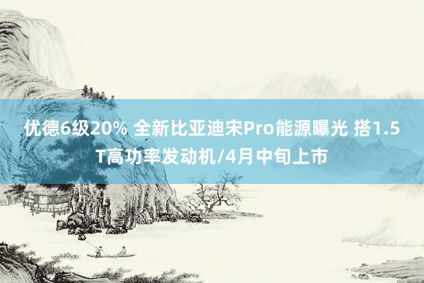 优德6级20% 全新比亚迪宋Pro能源曝光 搭1.5T高功率发动机/4月中旬上市