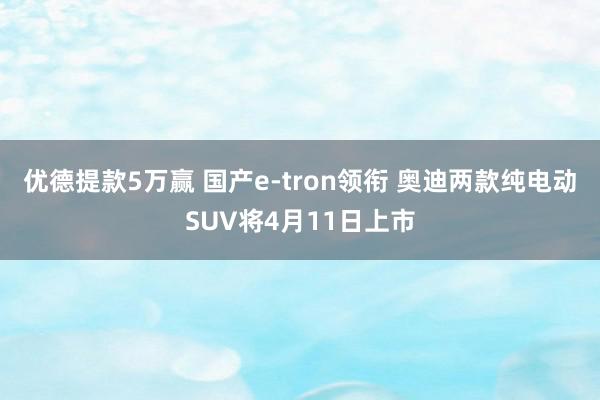 优德提款5万赢 国产e-tron领衔 奥迪两款纯电动SUV将4月11日上市